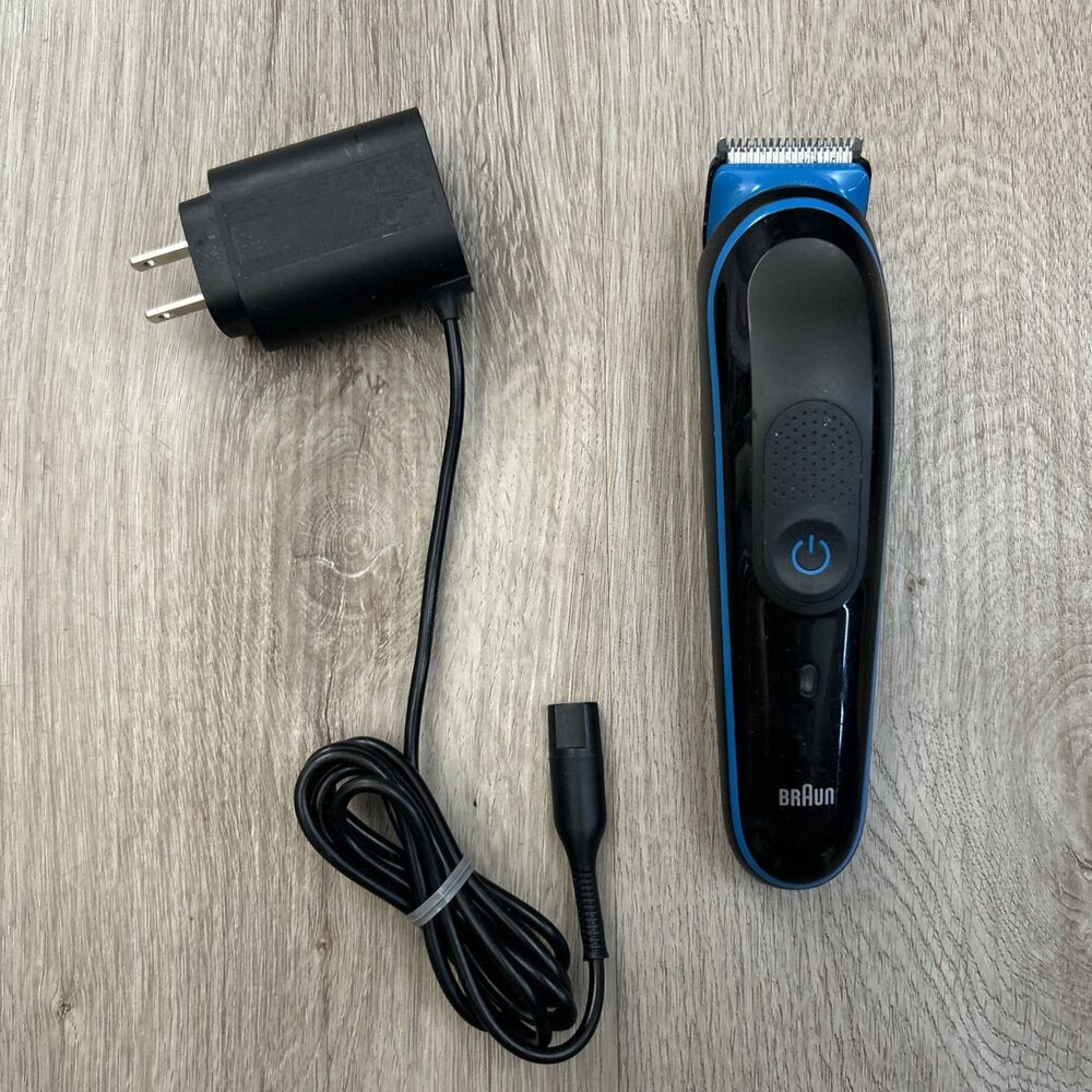 Braun Men's Beard Trimmer Black Blue Type 5514 Shaver w/ Charger Tested Works